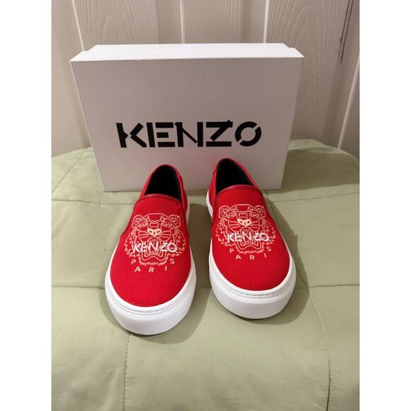 Kenzo Shoes - Kenzo K-Skate Tiger Embroidered Red White Women Slip On Sz 36 US5